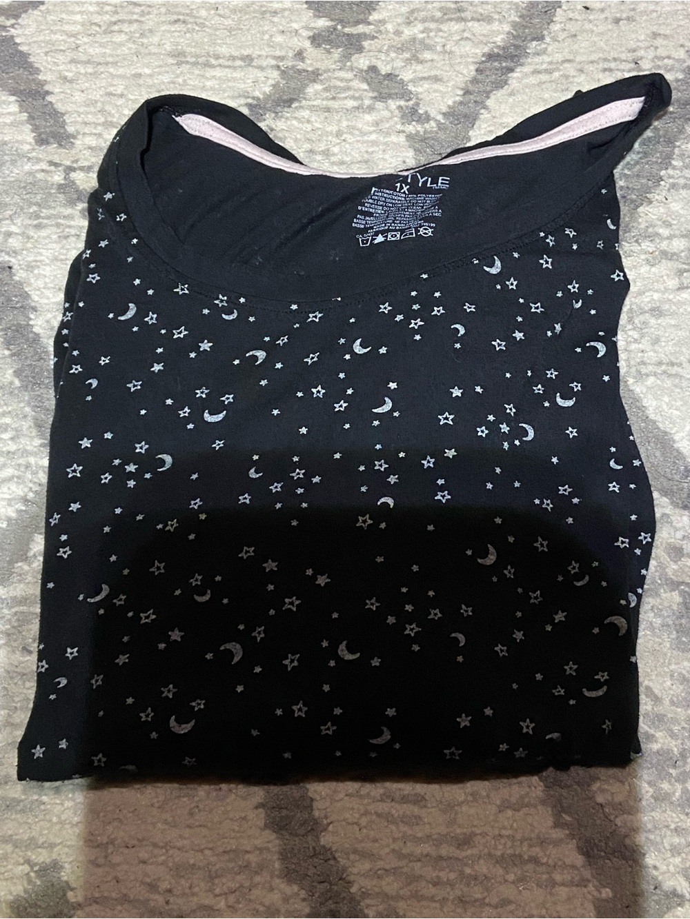 Women's Black Moon & Star Print Tank Sleep Top